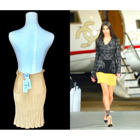 CHANEL Skirt Runway Pleated Stretch Prep Y2K‎ Cruise Collection Very Rare 42/10 - Picture 1 of 9